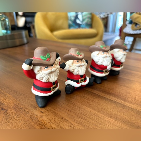 Set of Four Cowboy Ceramic Santas - Picture 4 of 9